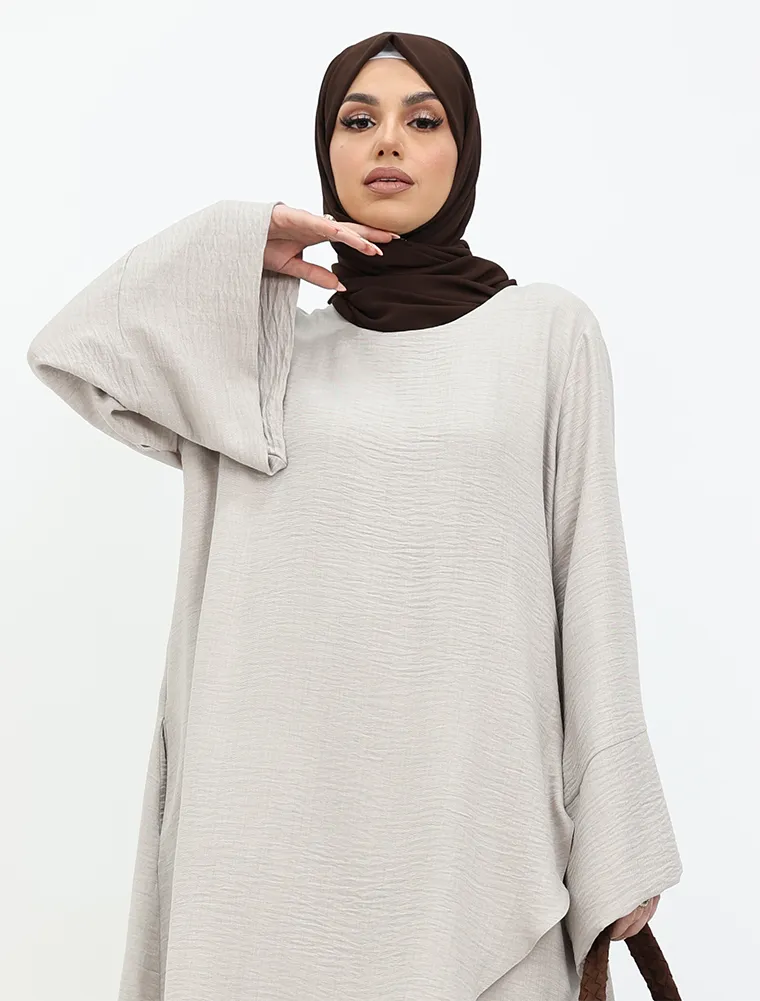 Stone Linen Feel Wrap Co Ord Set